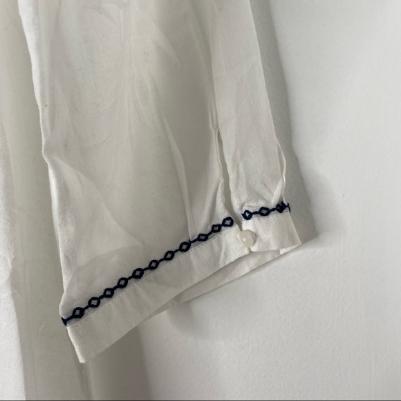 Eddie Bauer White Blue Embroidered Tunic, L - Picture 3 of 7
